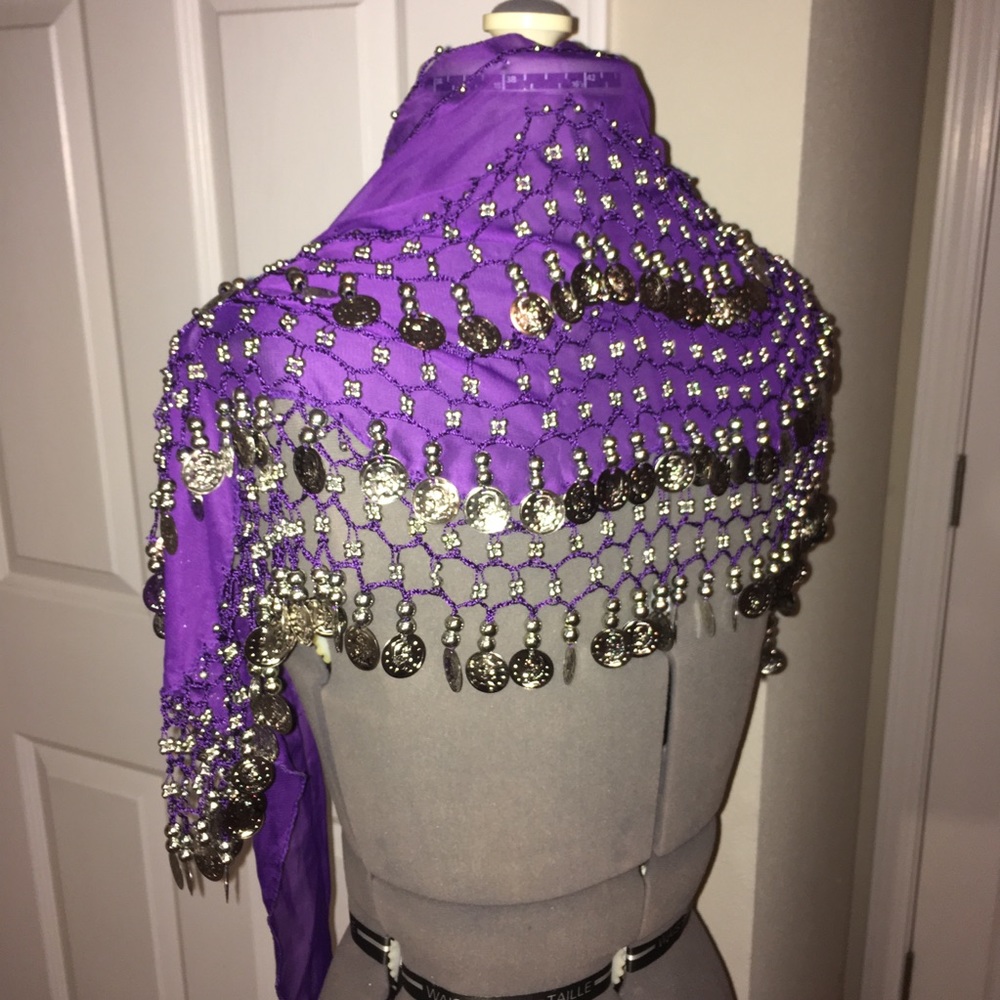 Belly dancing coin shawl and hip tie
